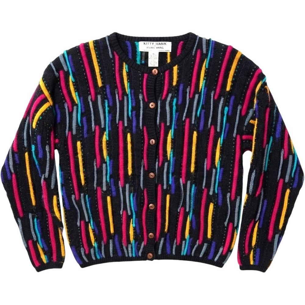 Vintage Kitty Hawk Vivian Wang Sweater Coogi Style Psychedelic Retro Chunky Knit